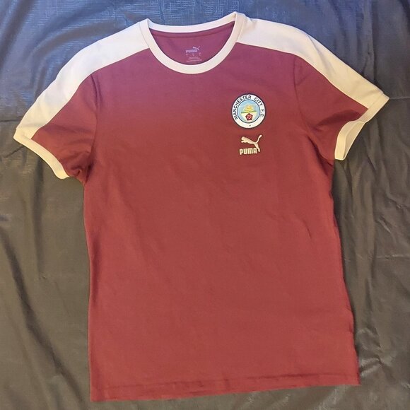 MAN CITY Heritage T7 Tee PUMA Maroon New Without Tags Size L - Picture 1 of 11